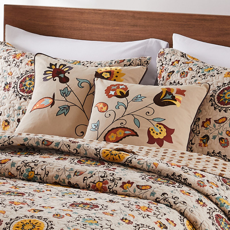Andorra Multicolor Embroidered Cotton Square Pillow Set