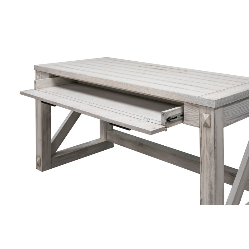 Avondale French Country White Home Office Desk with Drawer and Power Outlets