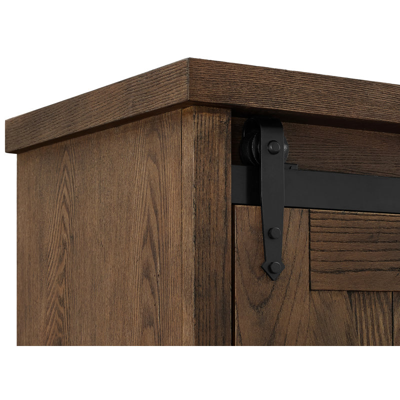 Avondale Rustic Barn Door Adjustable Brown Wood Bookcase