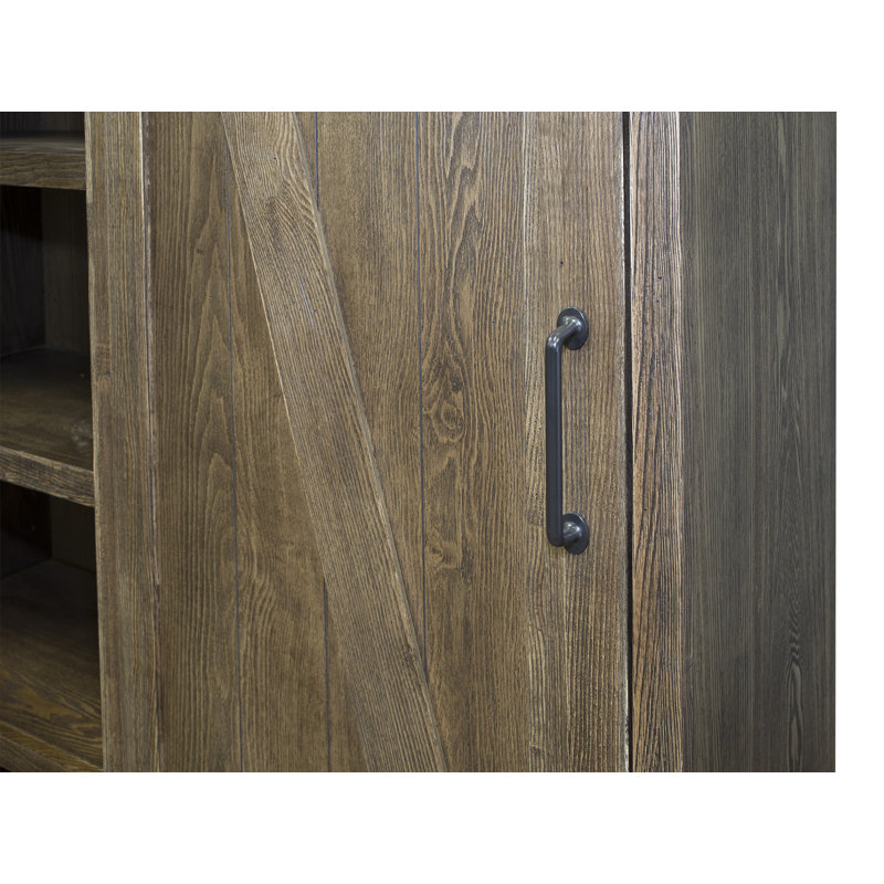 Avondale Rustic Barn Door Adjustable Brown Wood Bookcase