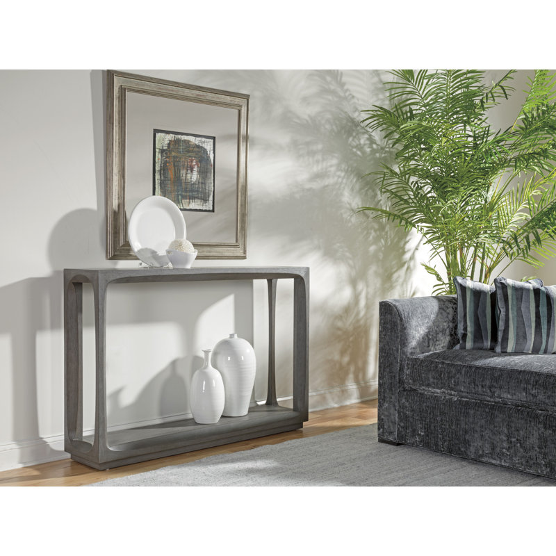 Gray Wood Transitional Console Table with Storage