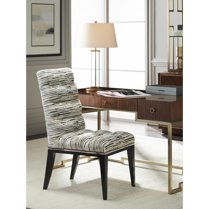 Norwalk Beige Leather Upholstered Dining Chair with Metal Legs
