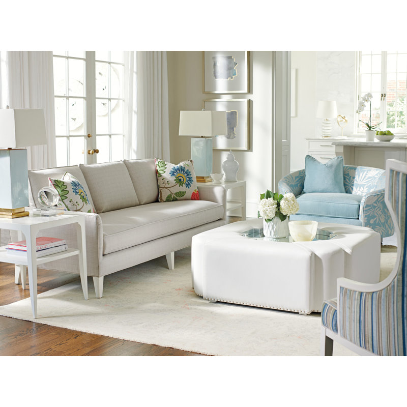 Crisp White Beige Polyester Down-Filled Pillow Back Sofa