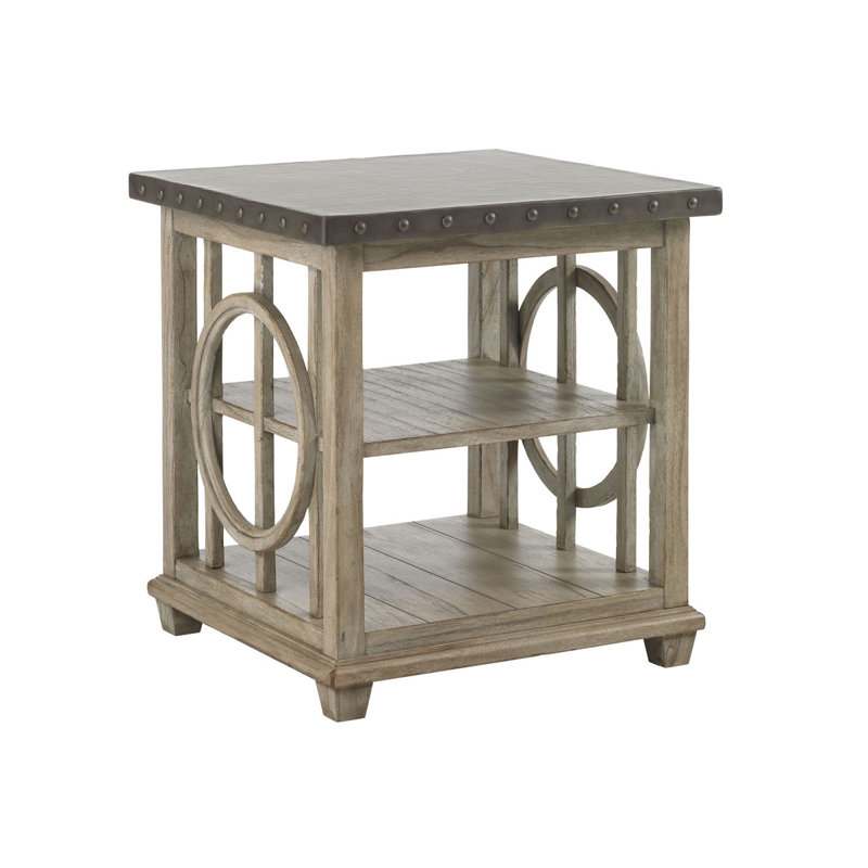 Twilight Bay Wyatt Solid Hardwood & Metal Square Lamp Table