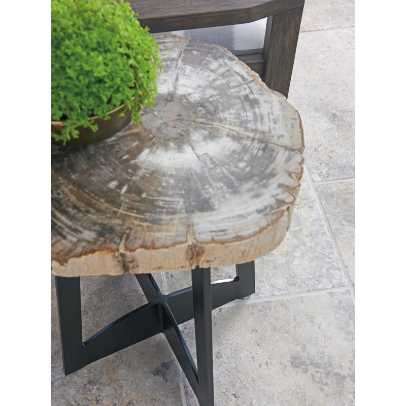Modern Black and White Petrified Wood Round Table