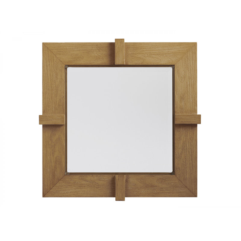 Transitional Beveled Glass Top Square End Table in Brown