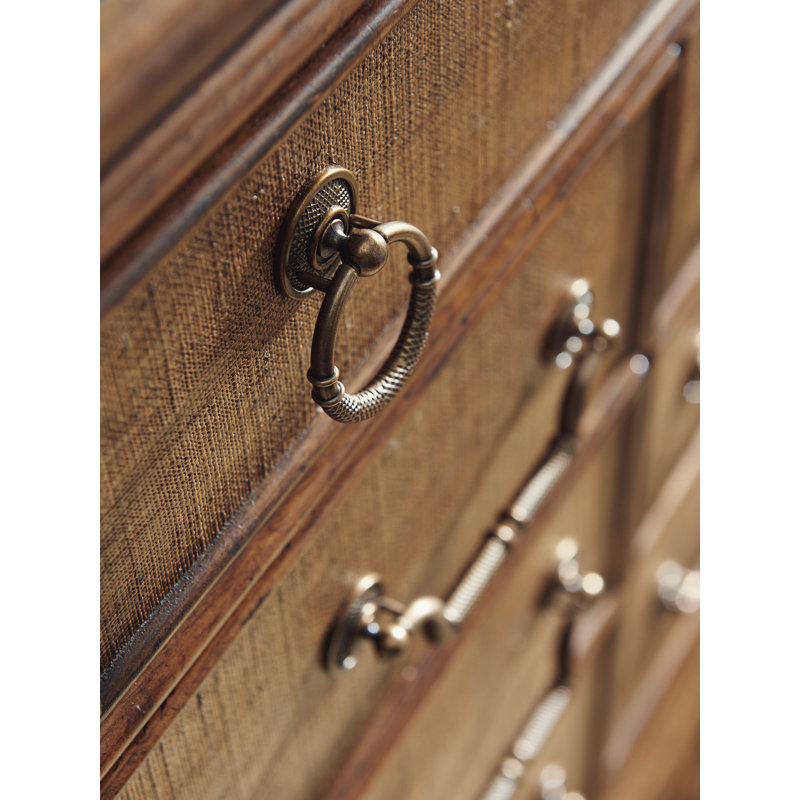 Brown Woven Raffia 9-Drawer Traditional Dresser