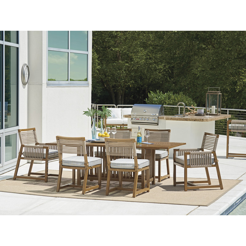 Contemporary Teak Finish Dining Chair with Cushions