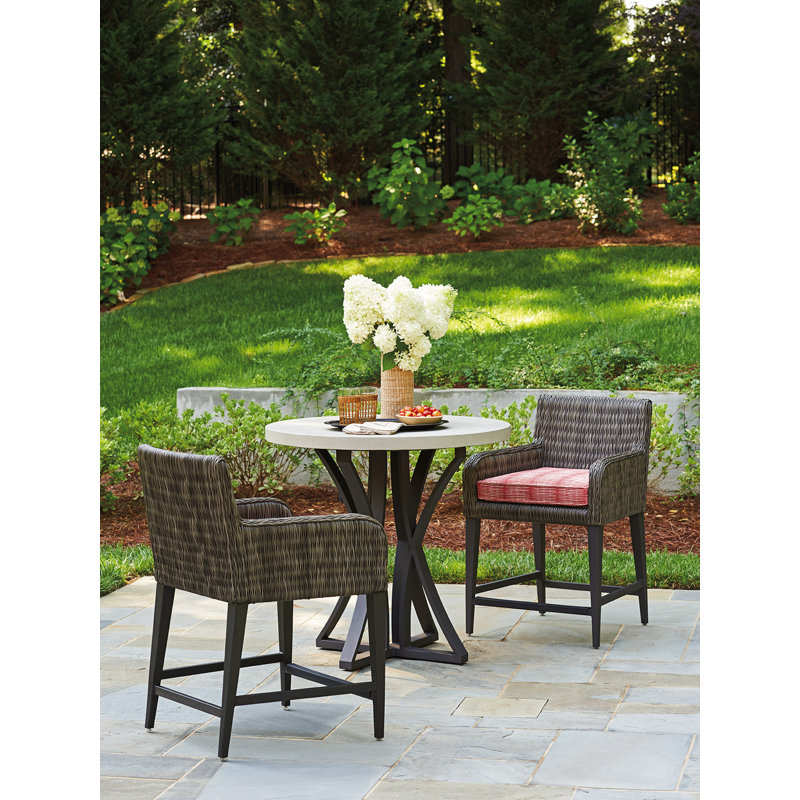 Contemporary Gray Cream 38" Round Weatherstone Bistro Table