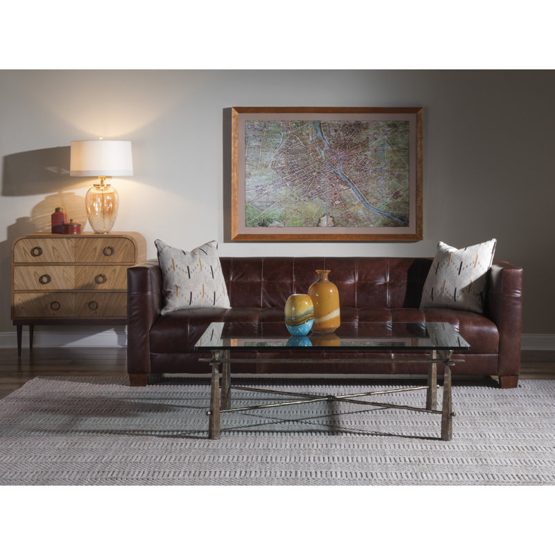 Cortona Rectangular Bronze Metal and Glass Coffee Table