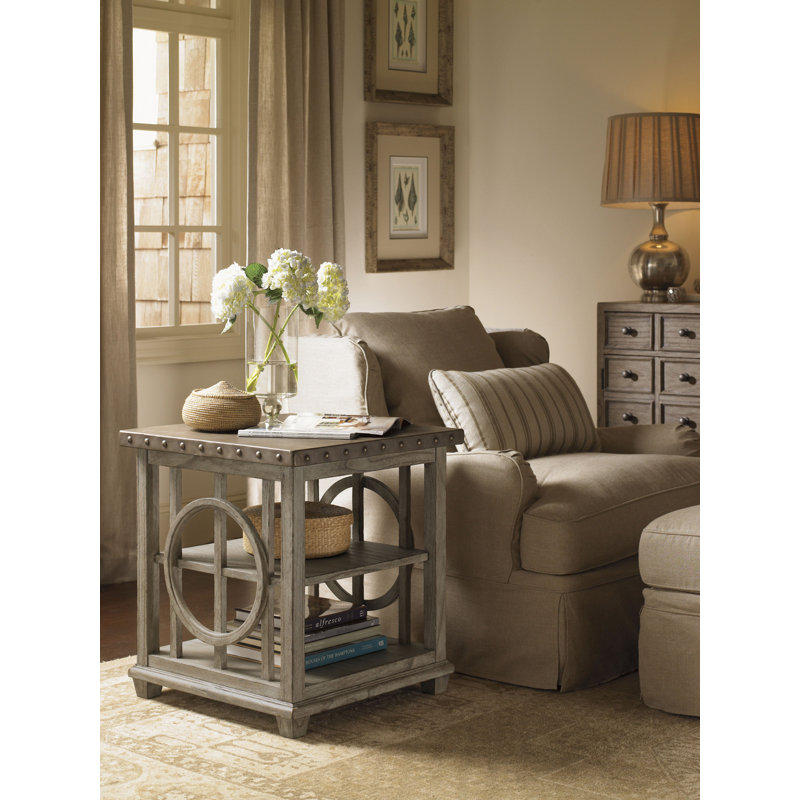 Twilight Bay Wyatt Solid Hardwood & Metal Square Lamp Table
