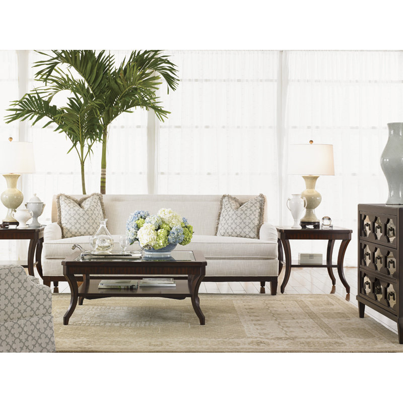 Hillcrest Square Brown Wood and Glass Lamp Table