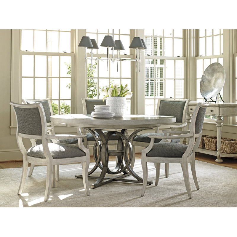 Gray Geometric Leather Upholstered Arm Chair