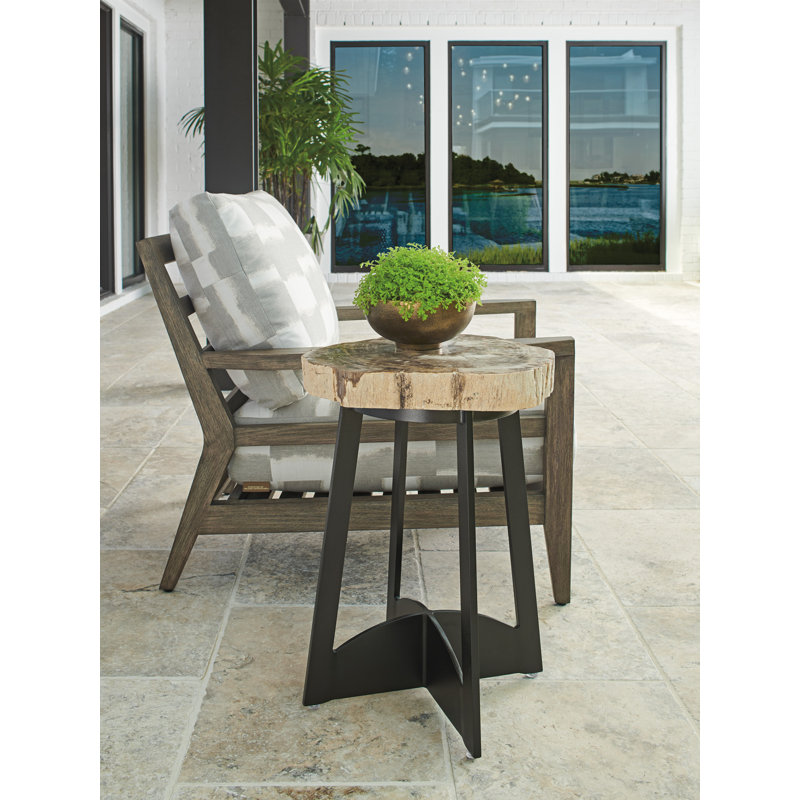 Modern Black and White Petrified Wood Round Table