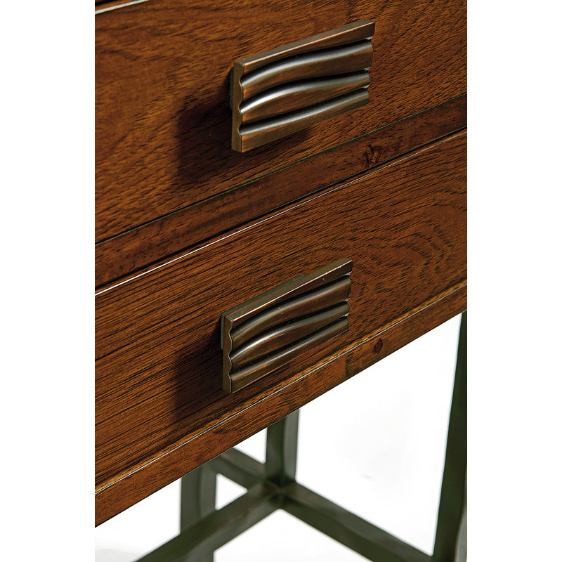 Transitional Brown 68'' Wooden Sideboard with Hammered Metal Base