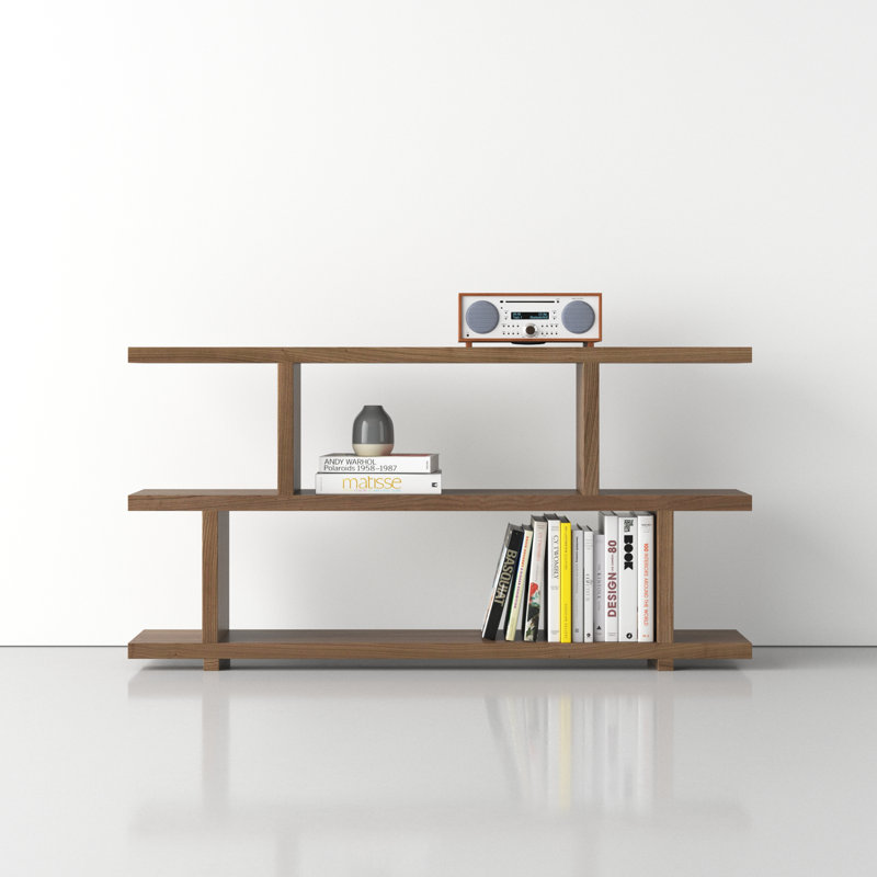 Walnut MDF 3-Tier Horizontal Wide Bookcase