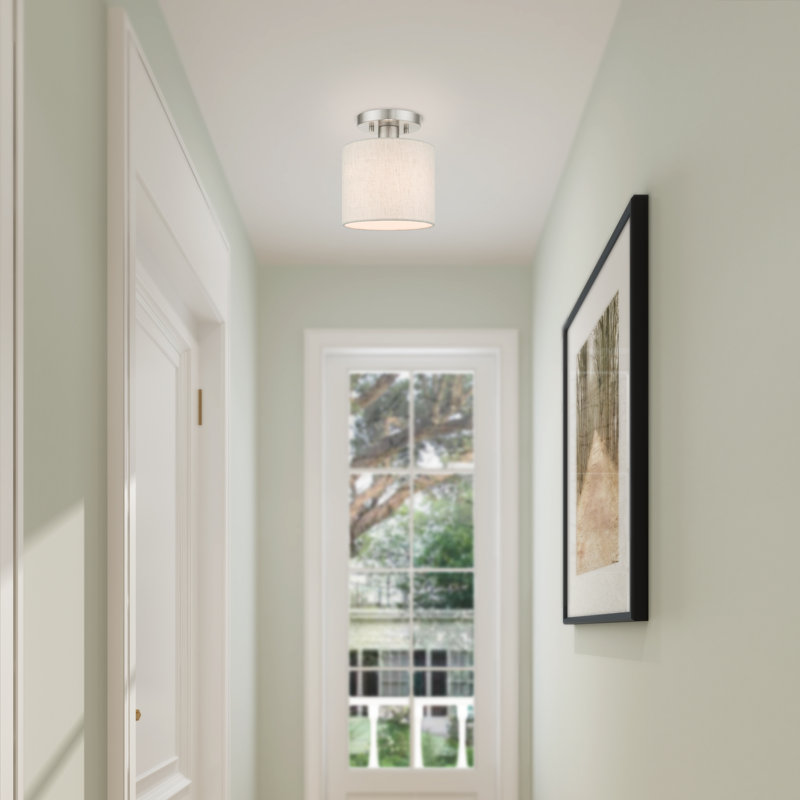 Meadow Brushed Nickel Petite Drum LED Semi-Flush Mount