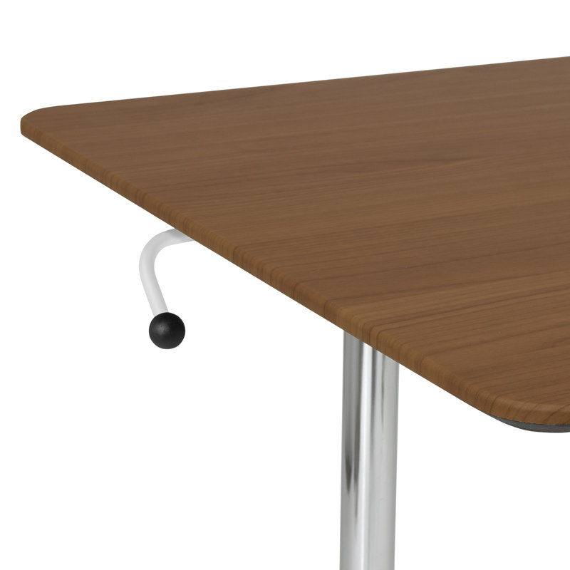 White Adjustable Height Standing Desk with Cherry Top
