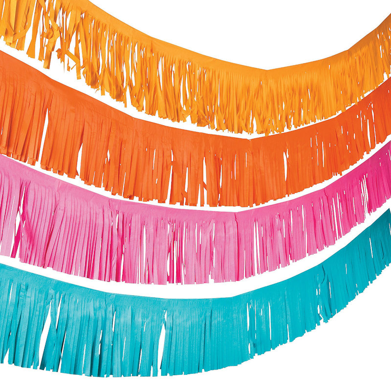 Bright Multicolor Paper Fringe Garland, 39 Feet