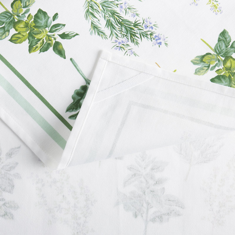 Green and White Cotton Jacquard Kitchen Towel Set of Three