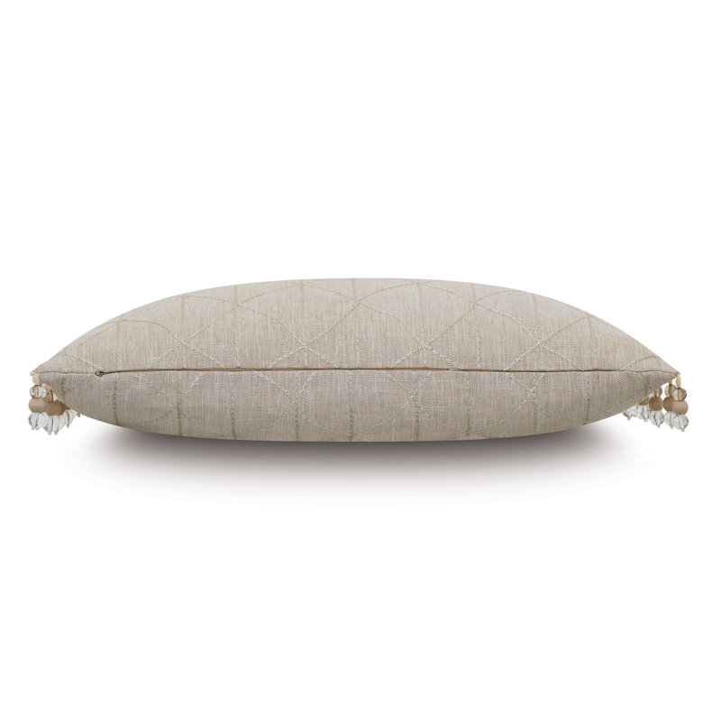 Evie Embroidered Lumbar Accent Pillow with Zipper Closure