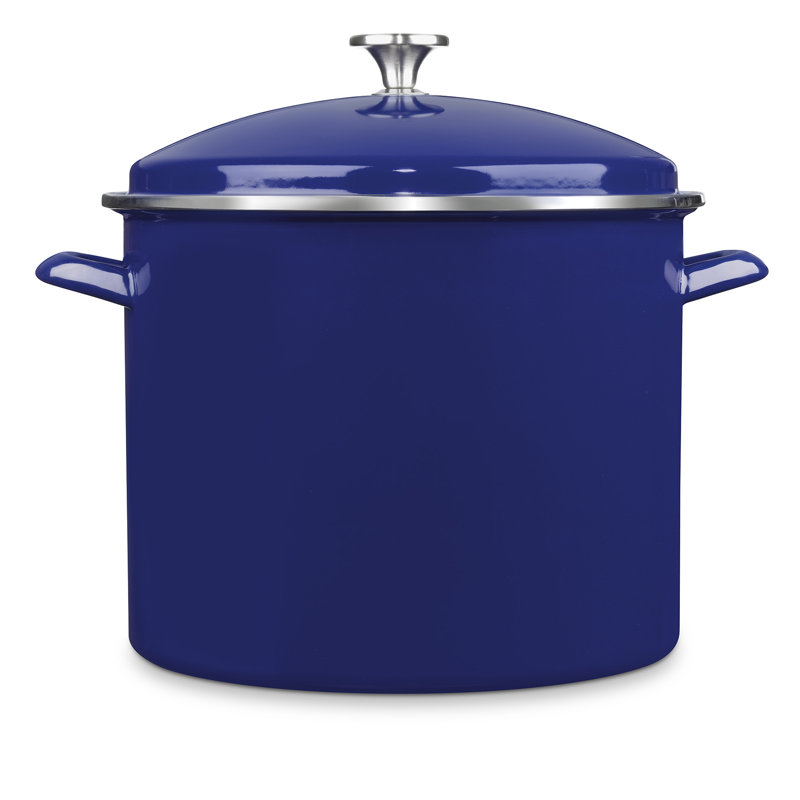White Enamel 16 Quart Covered Stockpot