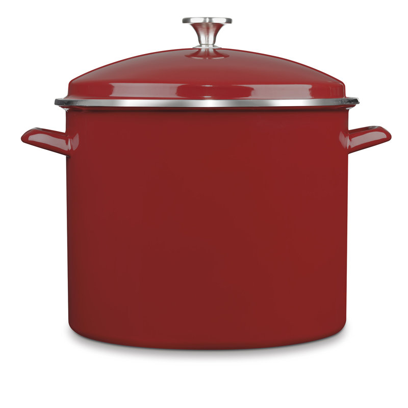 White Enamel 16 Quart Covered Stockpot