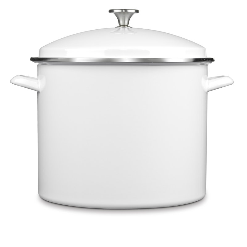 White Enamel 16 Quart Covered Stockpot