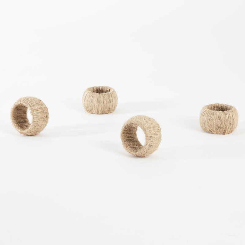 Natural Jute Elegant Design Napkin Rings, Set of 4