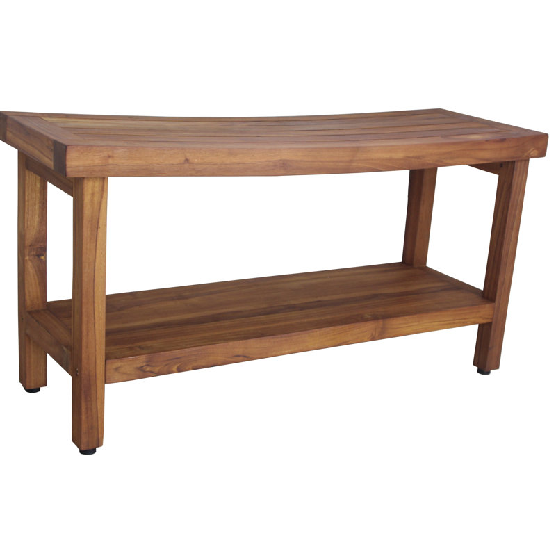 Compact Elegance Teak Spa Shower Bench with Shelf, 18"x36"