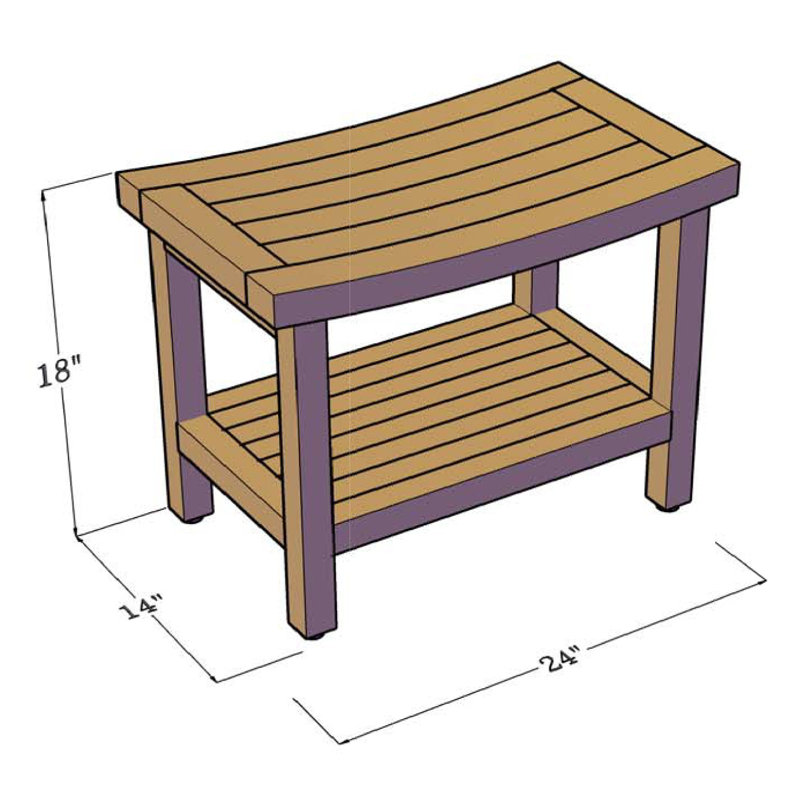 Sumba Teak Oil Finish Freestanding Shower Bench with Shelf