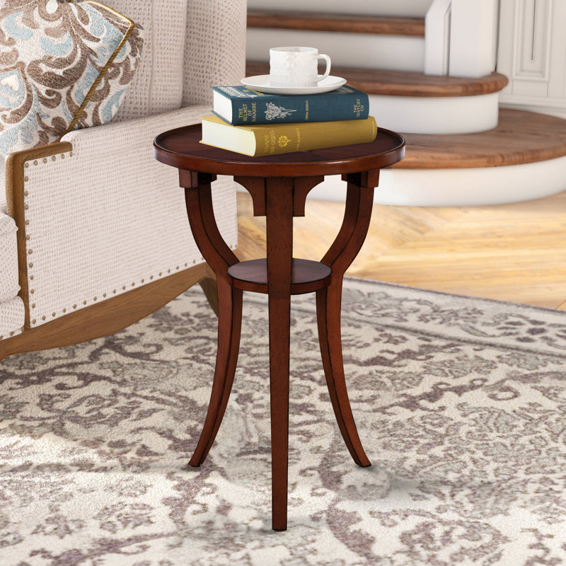 Dalton Cherry Brown Round Accent Table with Splayed Legs