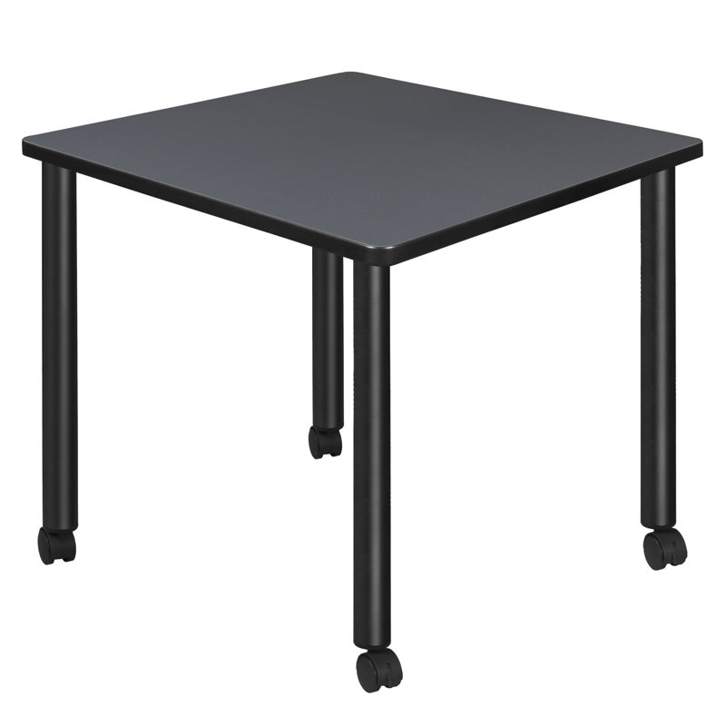 Versatile 30" Square Mobile Breakroom Table with Reversible Grey/Beige Top