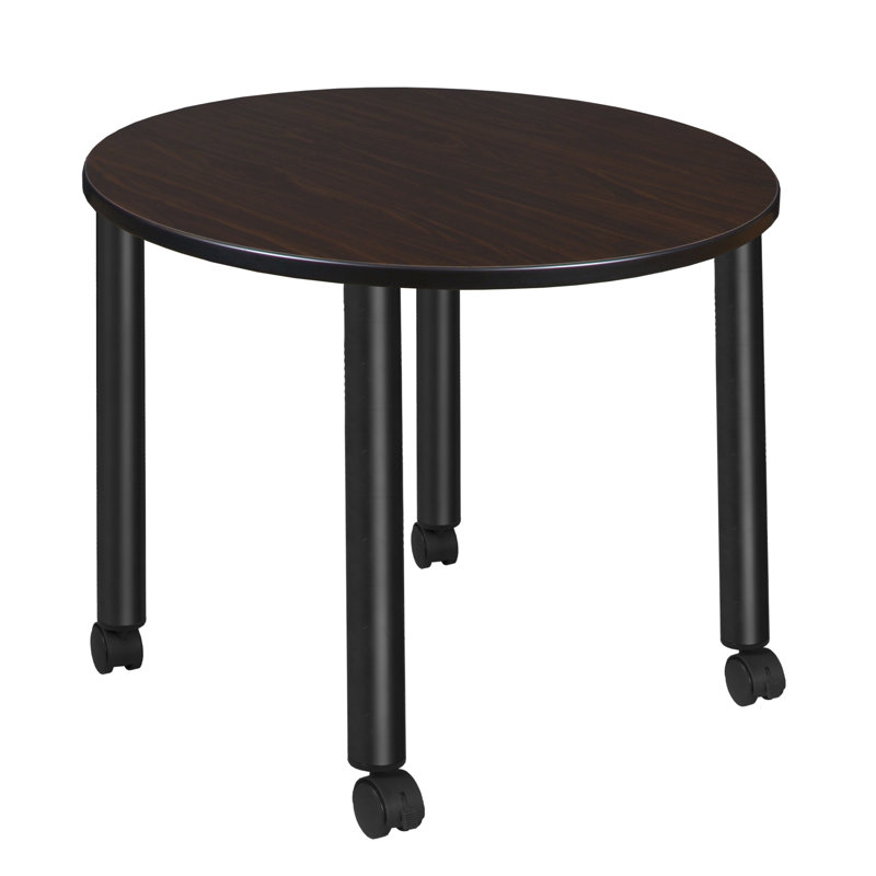 Cherry & Maple 42" Round Mobile Dining Table with Locking Casters
