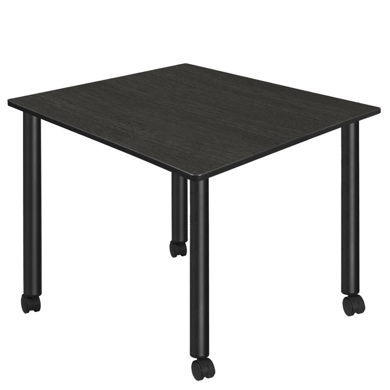Ash Gray and White 48" Square Dining Table with Steel Legs