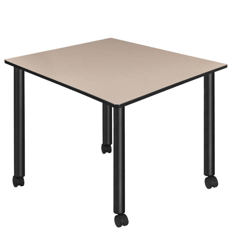 Ash Gray and White 48" Square Dining Table with Steel Legs