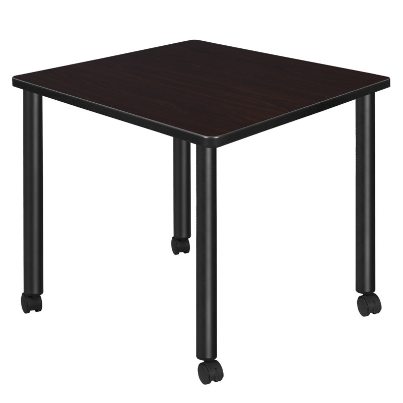 Versatile 30" Square Mobile Breakroom Table with Reversible Grey/Beige Top
