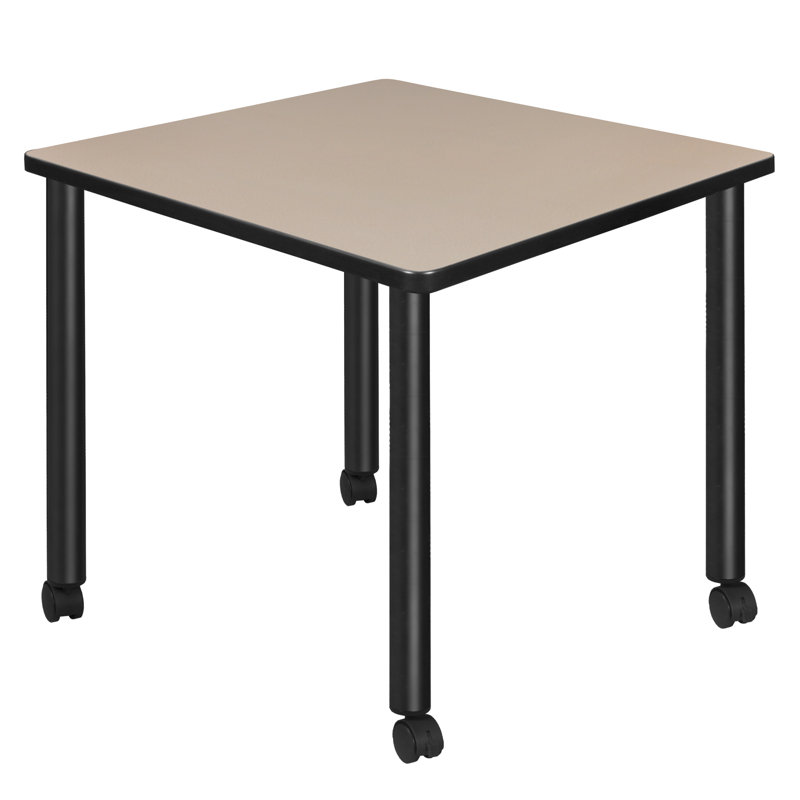 Versatile 30" Square Mobile Breakroom Table with Reversible Grey/Beige Top