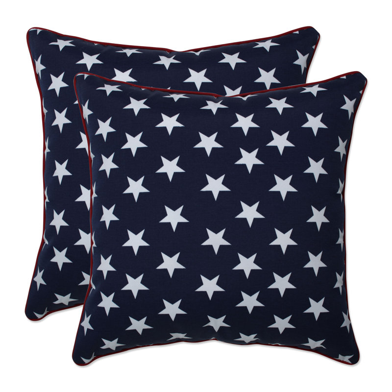 Macey Americana Navy and White Star Throw Pillow Set