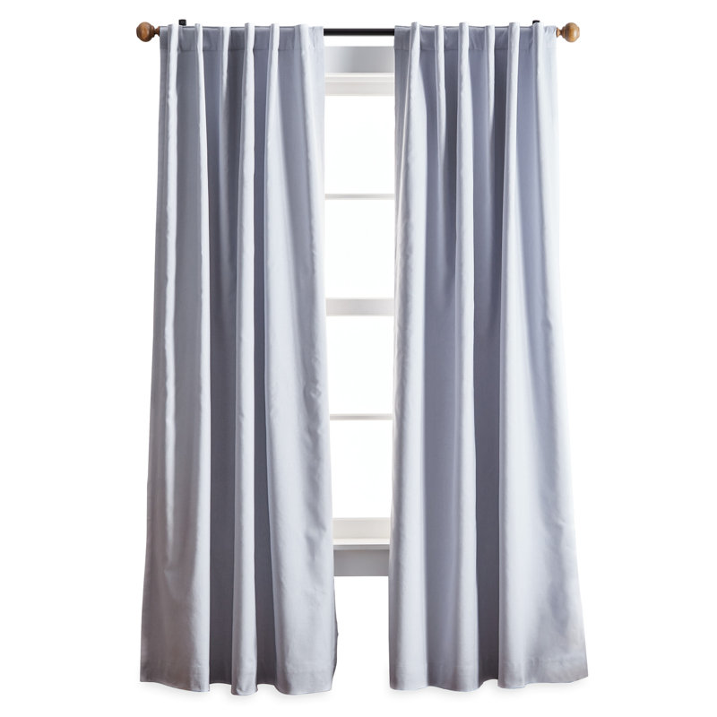 Gray Cotton Linen Blackout Rod Pocket Curtain Panels, 84"