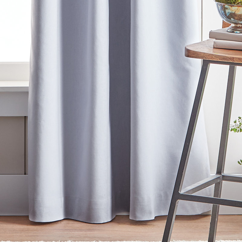 Gray Cotton Linen Blackout Rod Pocket Curtain Panels, 84"