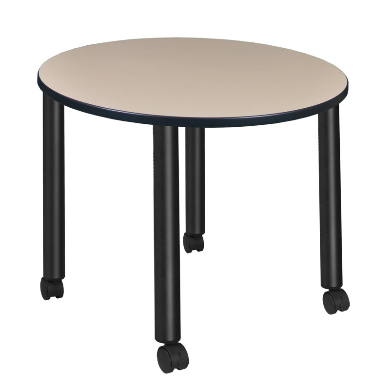 Cherry & Maple 42" Round Mobile Dining Table with Locking Casters