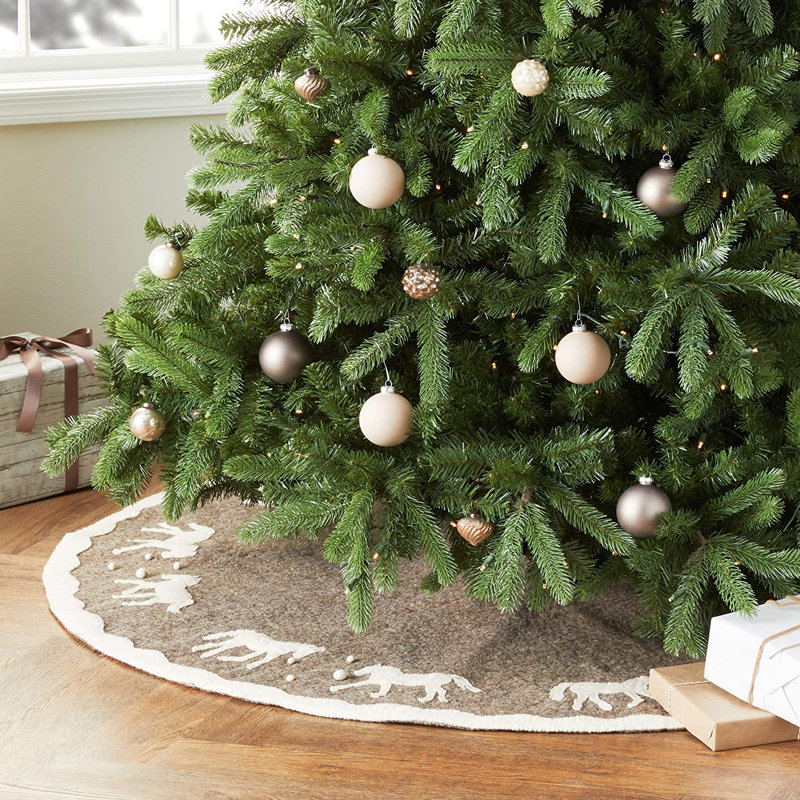 Brown and White Felt Horse Christmas Tree Skirt