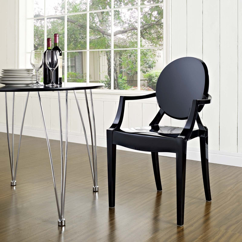 Ethereal Casper Black Plastic Stackable Arm Chair