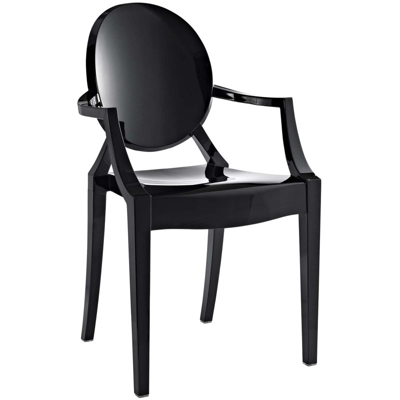 Ethereal Casper Black Plastic Stackable Arm Chair