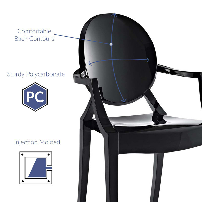 Ethereal Casper Black Plastic Stackable Arm Chair