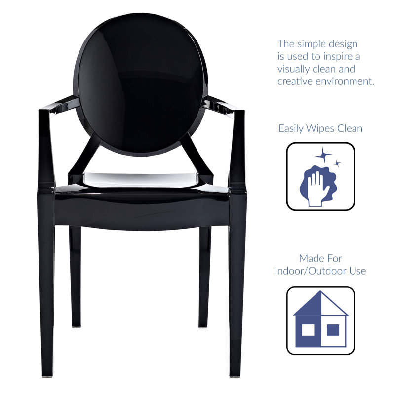Ethereal Casper Black Plastic Stackable Arm Chair