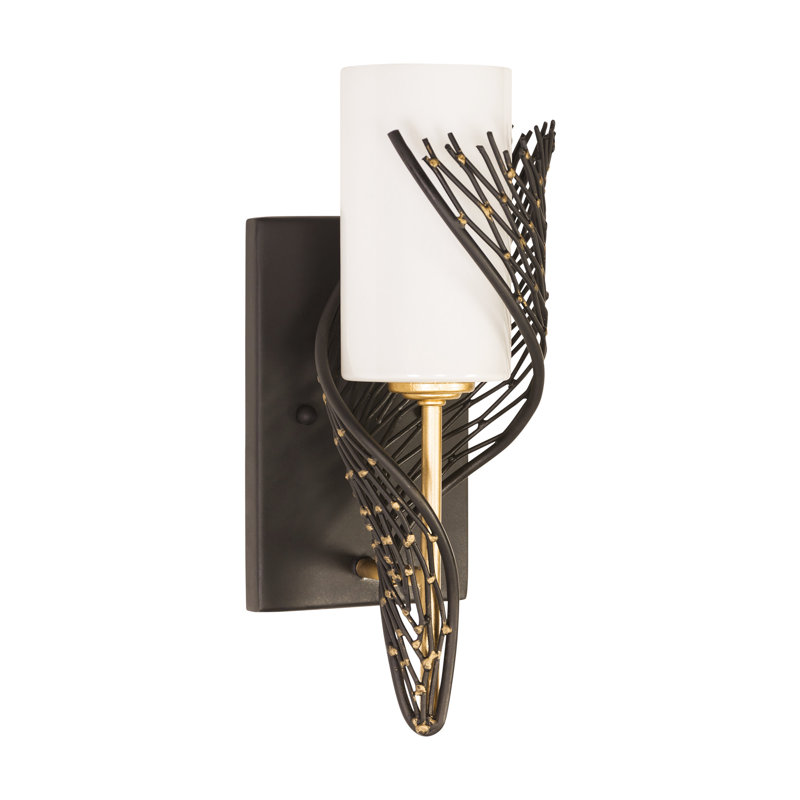 Flow Intricate 14" Black and Gold Dimmable Wall Sconce