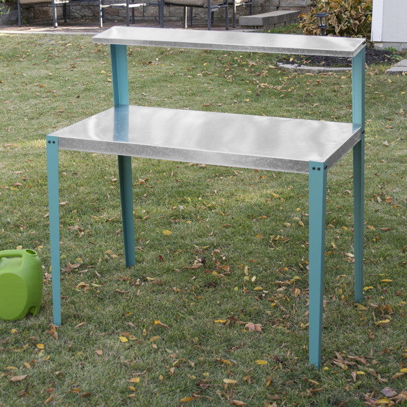 AmeriHome 32'' Teal Galvanized Steel Garden Workbench