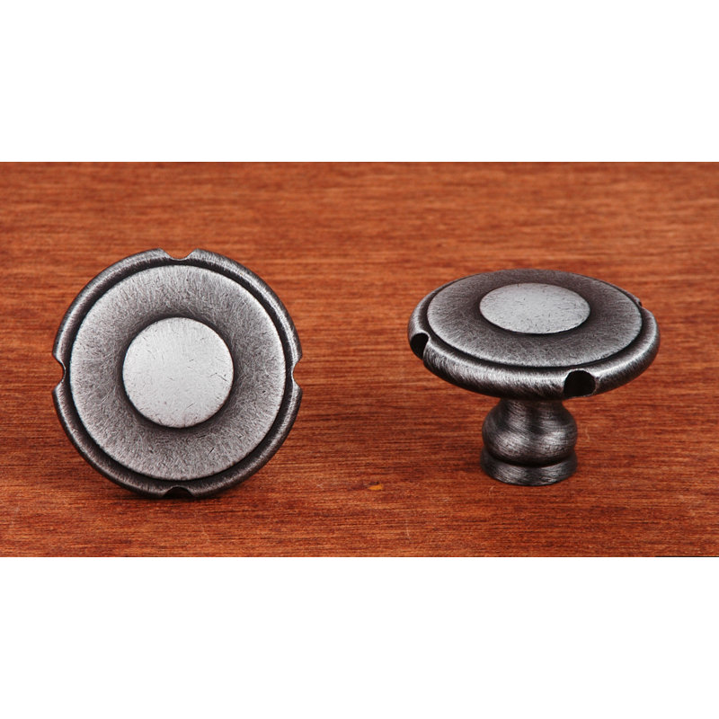 Small Distressed Nickel Mushroom Cabinet Knob with Mounting Hardware